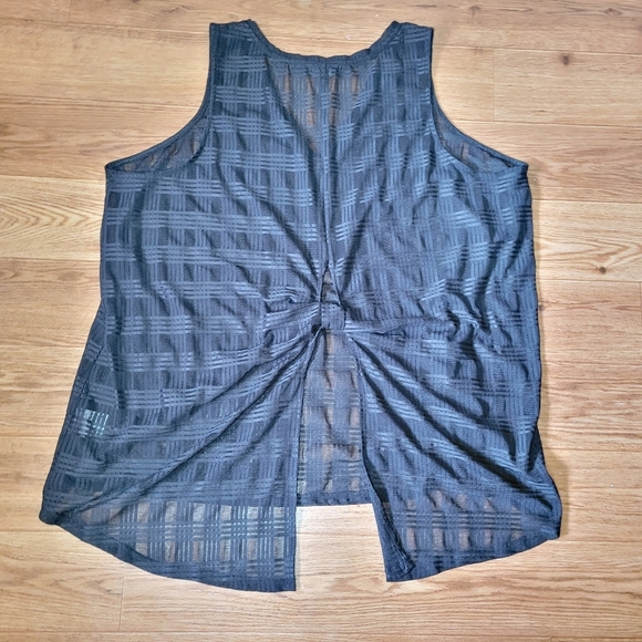 Plus size 2x sheer sleeveless gingham top black - Picture 7 of 12